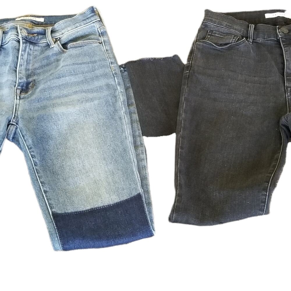 PacSun Jeans 26 Hi Rise Patchwork Light Wash Black 2 pair - Picture 2 of 8